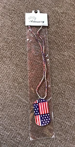 NEU ungeöffnete Packung amerikanische Flagge Design HUNDEETIKETT Halskette (2-seitig) 18" Kugelkette - Bild 1 von 2