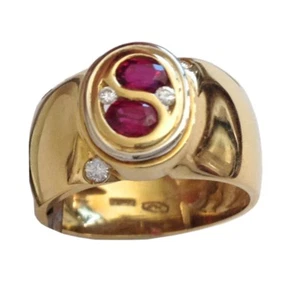 ANELLO IN ORO GIALLO 18KT CON RUBINI E DIAMANTI - Imagen 1 de 1