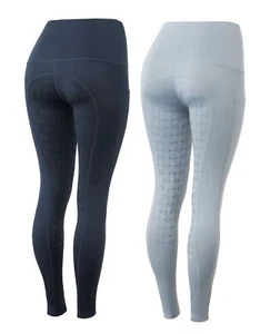 Damen Thermo Reitleggings Marit Reithose Vollbesatz Blau Hellgrau Gr. 34-44 - Picture 1 of 5