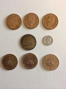 7 fichas grandes de bronce, 6 Illinois y 1 MN, Lincoln, Sesquin, St Paul, Illinois/KY - Imagen 1 de 12