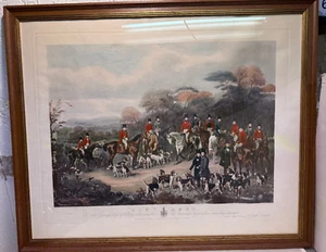 The Bury Hunt English Engraving Proof by F Bromley C. 1840 Framed 34" x 28" - Picture 1 of 9