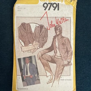 1980’s Simplicity 9791 NEW Men’s Suit Jacket & Pants John Weitz Size 40 - Picture 1 of 6