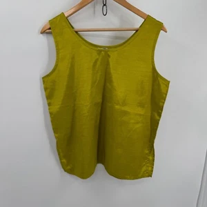 Vintage Champagnes Thai Silk Tank Top Asian Layer Chartreuse Green Boxy Size L - Picture 1 of 8