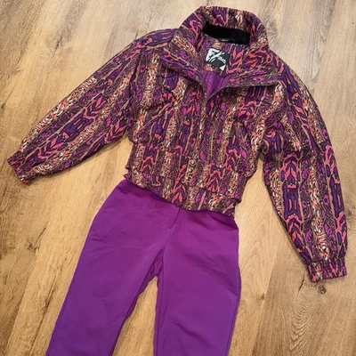 Traje de esquí Tyrolia de la década de 1980 para mujer 8 piezas traje de nieve babero de nieve loco retro vintage Foto 1 de 4