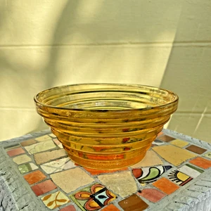 Blenko 9608 Stepped Pyramid Glass Bowl Amber 6.5" 1990s Art Glass WV USA - Picture 1 of 10