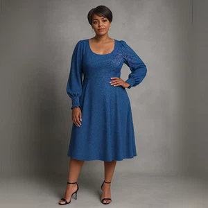 MUJERES DAMAS AZUL BRILLANTE VESTIDO DE FIESTA TALLA GRANDE VESTIDO SKATER NOCHE - Imagen 1 de 2