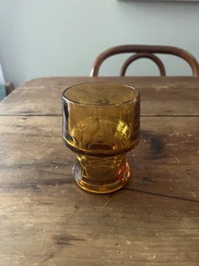 Set Of 10 MCM Anchor Hocking Georgian Honeycomb Thumbprint Amber Glasses 4 Inch - Picture 1 of 8