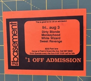 1990s The Basement Dallas Tx Concert Flyer Calendar Dirty Blonde Pantera Orange - Bild 1 von 3