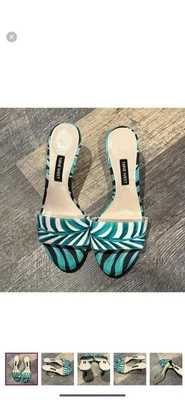 New without box- Nine West woman's blue/green print heels, size 5 1/2 - Image 1 of 4