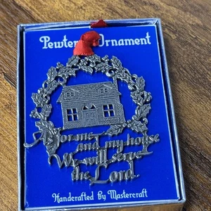 Vtg Pewter Nativity Ornament Mastercraft 1988 We will serve the Lord Christmas - Picture 1 of 6