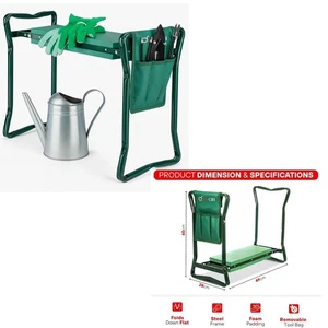 Gartenknieer 2-in-1 Gartenbank mit Weichschaumauflage faltbar abnehmbare Werkzeugtasche - Bild 1 von 10