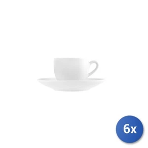 6X Coffee Cup H&H Sweden In White Porcelain With Plate CC100 - Picture 1 of 4