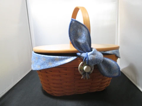 LONGABERGER 2000 CENTURY CELEBRATION BASKET Complete with Porcelain Hat Charm Cover
