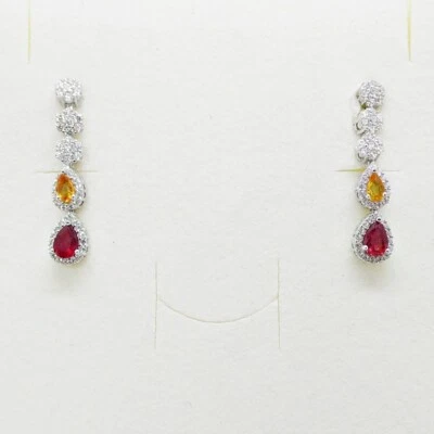 Tropfen Rubin Saphir CZ Ohrringe 925 Silber 585 Weißgold vergoldet - Bild 1 von 4