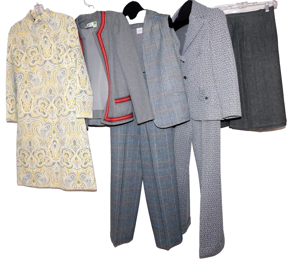 Vintage LOT Womens Workwear 1960s 70s Sheath Dress Skirt Suits MOD Wool Office - Image 1 of 4