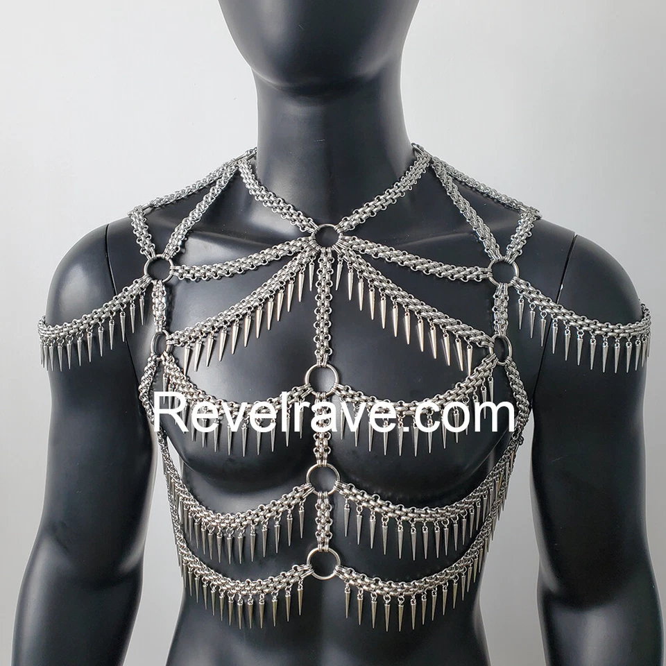 Arnés de cadena corporal con flecos y flecos Rave Burning para hombres disfraces de carnaval Foto 1 de 4