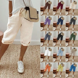 Damen Sommer Capri Kurze Hosen Bermuda Chino Shorts Boyfriend Joggpants Jogging - Bild 1 von 32