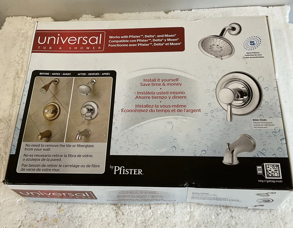 Pfister Tub & Shower Trim Polished Chrome Universal R90-TD2C - Image 1 of 4