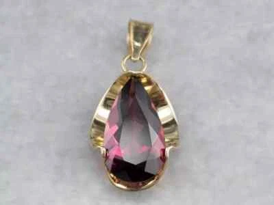 2Ct Pear Cut Lab Created Red Ruby Women's Pendant 14K Yellow Gold Plated 18" IN - Image 1 of 4