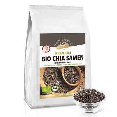 GOLDEN PEANUT Semi di Chia Bio 1 kg Vera Salvia Hispanica Chia black white ricca di Omega-3