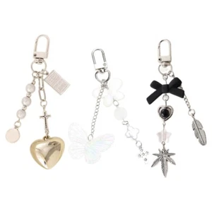 Heart Pendant Keyring Hanging Ornament Acrylic Bowknot Keychain for Girls Women - Zdjęcie 1 z 11