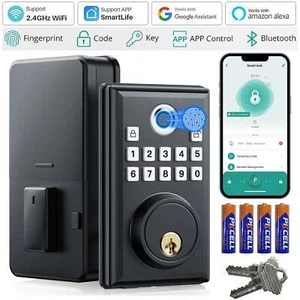 Fingerprint WiFi Smart Door Lock Biometric Keyless Entry Deadbolt Bluetooth APP - Picture 1 of 9