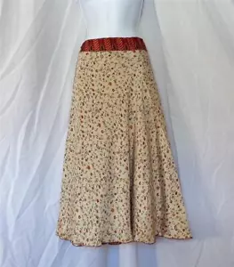 STRANDMODE CREME PAISLEY DRUCK SEIDE KONVERTIERROCK UND KLEID MITTLERE LÄNGE - Bild 1 von 5