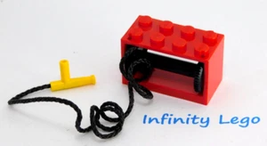 LEGO Red Hose Holder 2 x 4 x 2 with Black Reel Drum String Yellow Nozzle (4209) - Picture 1 of 2