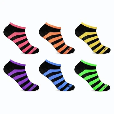 Broadway Apparel Women's Sport Ankle Socks 6 Pair Green Pink Blue Size 9-11 - Image 1 of 3