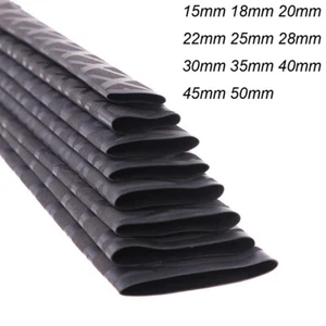 Black Non Slip Textured Heat Shrink Wrap Tubing Handle Grip Wrap Sleeve 15-50mm - Picture 1 of 11