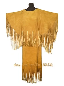 Damen Cowgirl Weiß Leder Maxi | Fransen Perlen | Western Indianer - Bild 1 von 2