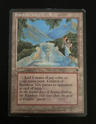 1994 Rainbow Vale Magic The Gathering MTG Fallen Empires Rare Land MP - Image 1 of 2