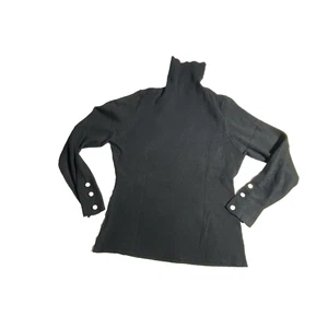 Maglione Cupshe nuovo senza etichette taglia XL nero a costine manica lunga oro bottoni polso tartaruga - Foto 1 di 10