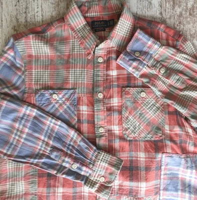 Polo Ralph Lauren L Relaxed fit Patchwork Plaid Flannel Button Women shirt  - Image 1 of 4