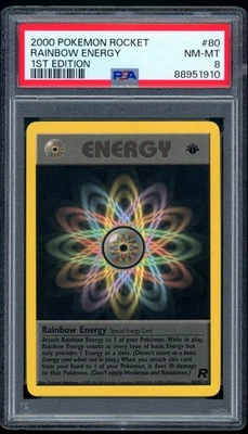 2000 Pokemon 1st Edition - Team Rocket 80/82 Rainbow Energy Non-Holo PSA NM-MT 8 - Image 1 of 2