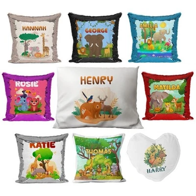 Personalised Animal Cushion Sequin Cushion Pillow Printed Birthday Gift 14 - Image 1 of 4