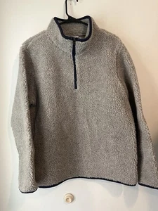 Chaqueta L L Bean Signature Sherpa 1/4 Cremallera Talla Mediana Gris Calce Relajado - Imagen 1 de 4