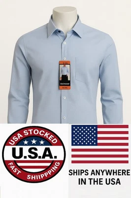 Camisa para hombre XXL ajustada con botones azul claro Duchamp London nueva con etiquetas EE. UU. Foto 1 de 4