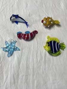 Glass Blown  Marine Creatures  5 Fish Ocean Marine - Picture 1 of 7