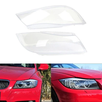 Par de cubiertas de lente de faros de xenón para BMW 3 E90 sedán E91 Touring plástico transparente EE. UU. Foto 1 de 4