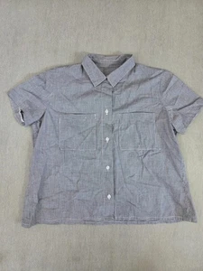 Checked Shirt Kids Sz M Blue White Short Sleeve Collared Button Up Casual Top - Picture 1 of 8