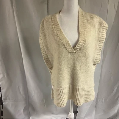 Life. Cream V-Neck Open-Sided Women's Sweater Wool/Cashmere/Blend One Size hi lo - Image 1 of 4