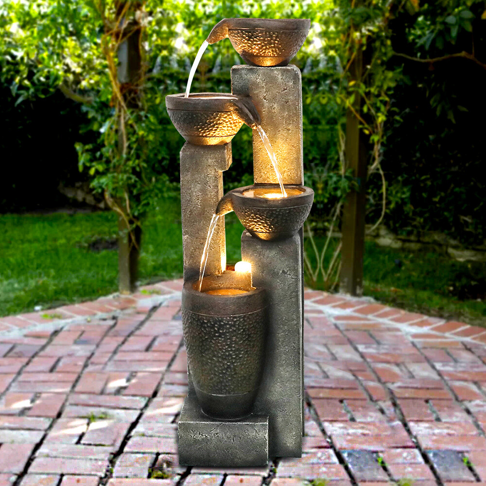 Fuente Solar Fuente De Pared Exterior 42x38x97cm Hormigón Piedra