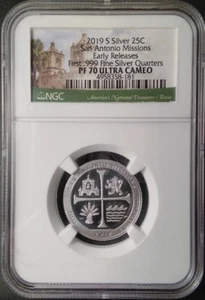 :2019 S S25C SAN ANTONIO MISSIONS NP AMERICA THE BEAUTIFUL NGC PF70 UCAM TOP POP - Picture 1 of 2