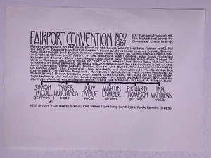 Fairport Convention 1967 Pete Frame Rock Family Tree Twig Pete Frame Archive - Picture 1 of 12
