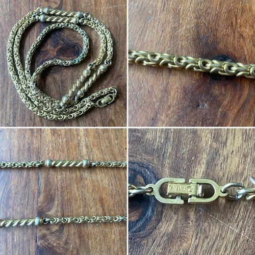 CATENA COLLANA VINTAGE CHRISTIAN DIOR PLACCATA IN ORO 30 POLLICI ORIGINALE DA COLLEZIONE