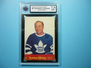 1955/56 PARKHURST NHL HOCKEY CARD #27 SWEENEY SCHRINER OTG KSA 7.5 NM+ PARKIE GL - Picture 1 of 4