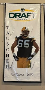 Green Bay Packers Mark Tauscher Entwurfsbanner geflogen Mitte der 2000er im Lambeau Field - Bild 1 von 5
