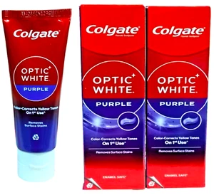 Colgate Optic White Purple Toothpaste with Micro Polishing Crystal 100g* 2 tubes - Picture 1 of 12