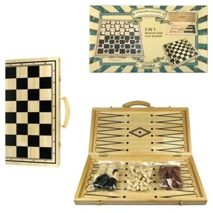 3 in 1 Schach Damen Backgammonspiel(Nardy) massives Holz Spielbrett 47 х 47 см - Bild 1 von 3
